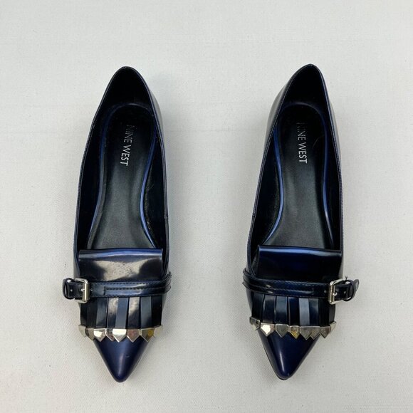 Nine West Women’s Low Heel Loafer Pointed Toe Tasseled Blue Size 7M - Picture 4 of 11